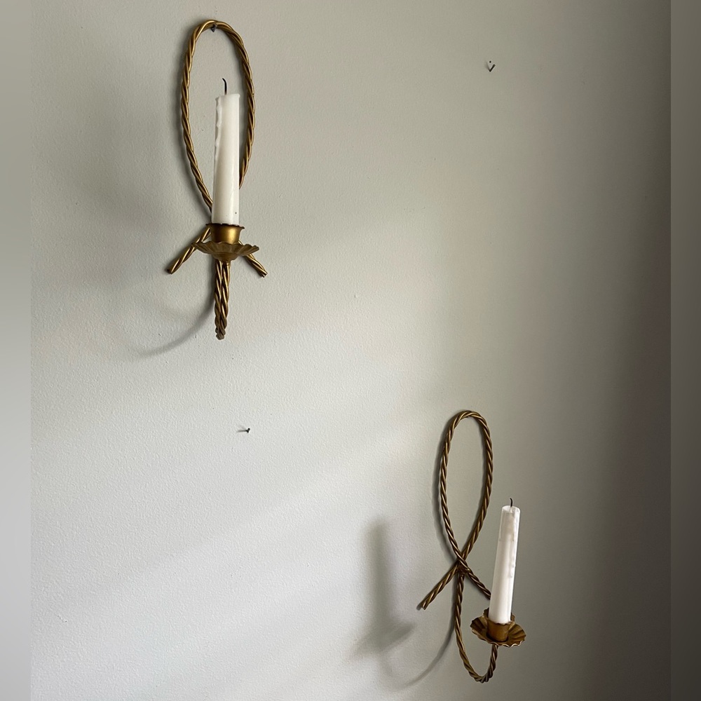 Wall decor brass gold sconce pair